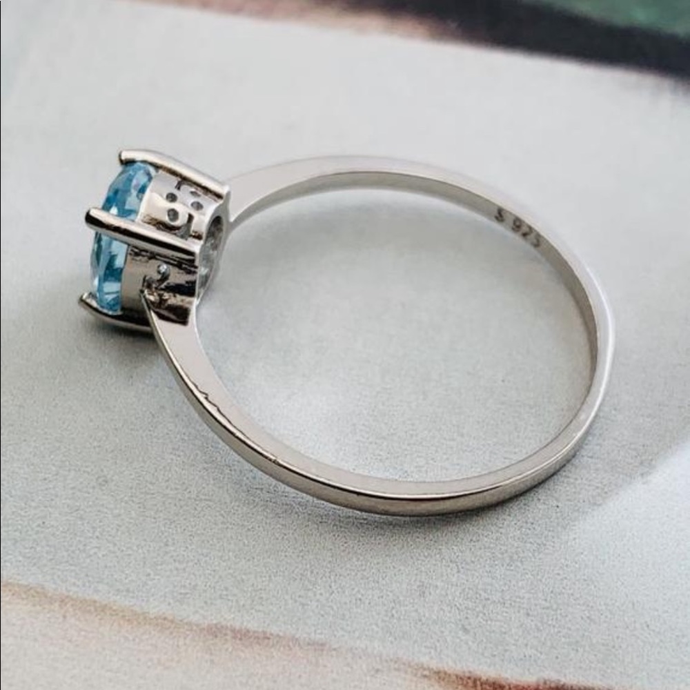 Blue Topaz 925 Silver Ring - Picture 3 of 5